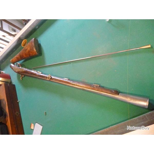 Splendide et rare fusil tromblon a crosse pliante et sign� Nase (2 )