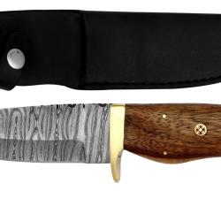op&eacute; 1 �  DAMAS - Couteau lame fixe 27 cm & &eacute;tui - bois marron