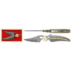 op&eacute; 1 � DAMAS - Couteau Excellence 12 cm - plume royal
