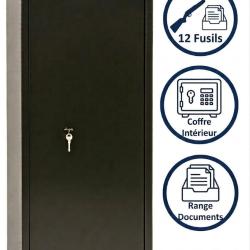 VENTE FLASH - Armoire &agrave; fusils 12 armes + coffre interne - Coffre fort - SECURITE