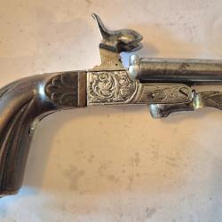 Pistolet de venerie double canon.7 mm a broche parfait &eacute;tat. Aptes aux tirs
