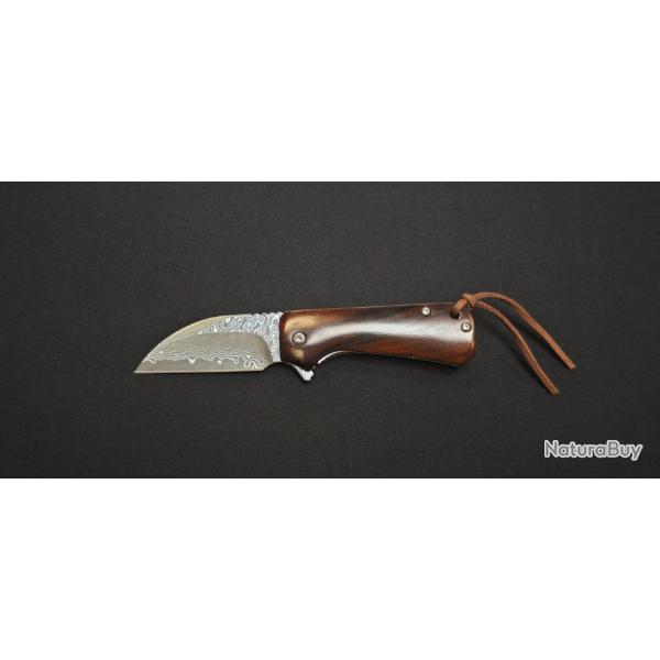 Couteau pliant Klaken Knives J355-Dot-Red-Sandwood - Lame Damas - Manche en bois de santal rouge