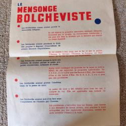 Tract d'&eacute;poque 1939-1945 - Propaganda Vichy / Secr&eacute;tariat G&eacute;n&eacute;ral de l'Information - "Le Mensonge Bo