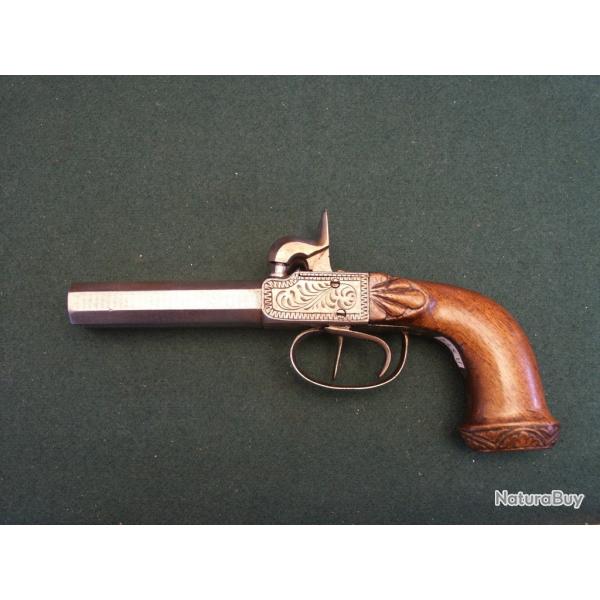 Pistolet "cap & ball" double canon lisse (A574) - Une merveille !