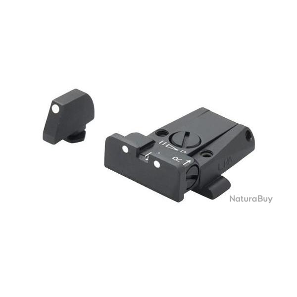 HAUSSE REGLABLE ET GUIDON A POINTS BLANC LPA SPR POUR GLOCK 17 A 48 - Gen. 3-4-5
