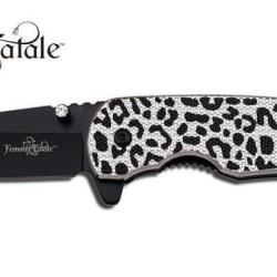 Femme Fatale - Couteau l&eacute;opard noir et argent