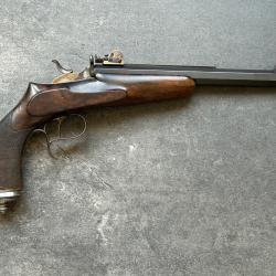 Tr&egrave;s beau pistolet Flobert tir de pr&eacute;cision - marquage de l'armurier : DAMON &agrave; Macon