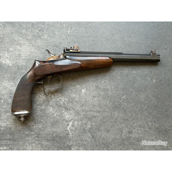 Tr�s beau pistolet Flobert tir de pr�cision - marquage de l'armurier : DAMON � Macon