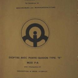 notice DIOPTRE WF pour mousqueton K31 K 31 14 pages en FRANCAIS (envoi par mail) -  (m2830)