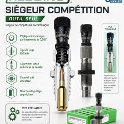 6.5 Creedmoor - Si&egrave;geur Comp&eacute;tition Redding - positionneur de balle microm&eacute;trique