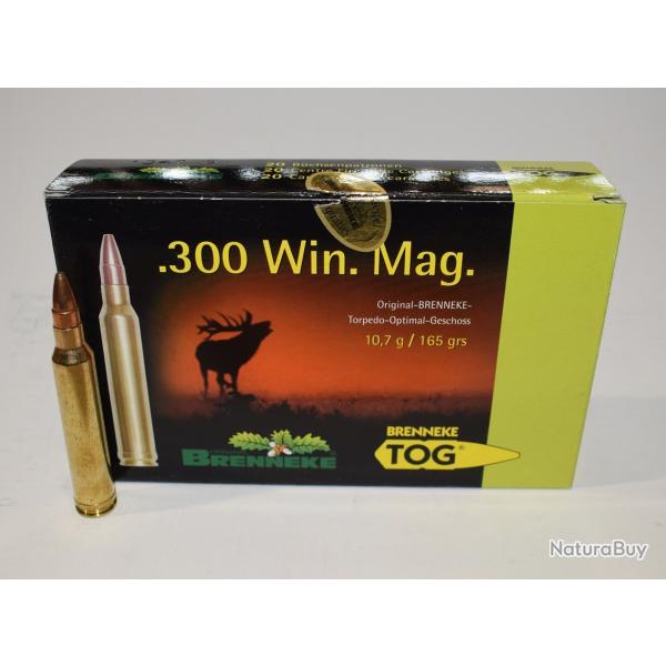 boite de 20 cartouches, Brenneke , cal 300 win mag ogive TOG 165 grains