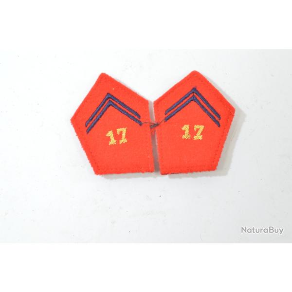 Paire insignes de col 15 R�giment d'Artillerie Arm�e Fran�aise 17e RA
