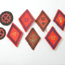 Lot losanges insignes de bras 17 RA R&eacute;giment d'Artillerie, 486 RAA, Indochine Alg&eacute;rie et moderne