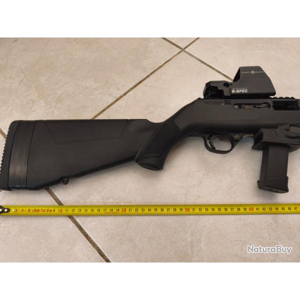 Carabine RUGER PC9 take down calibre 9X19 + point rouge Sightmark + Silencieux SKM + Bipied