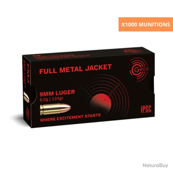 CARTON DE 9X19 FMJ 124GR X1000 - GECO