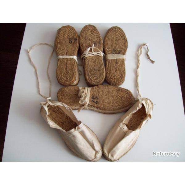 militaria ww2 5 paires espadrilles militaire dite de chambr� ann�e 1940/1950