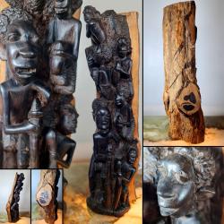 Totem spirituel sculpt&eacute; &agrave; la Main, Afrique, 1980s, largeur: 14 cm, lauteur: 38 cm