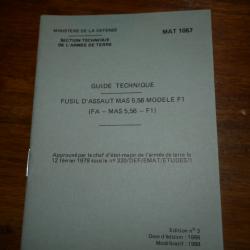 Guide Technique FUSIL D'ASSAUT MAS 5.56 MODELE F1