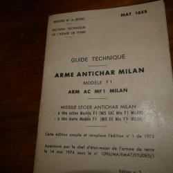 Guide Technique ARME ANTICHAR MILAN MODELE F1