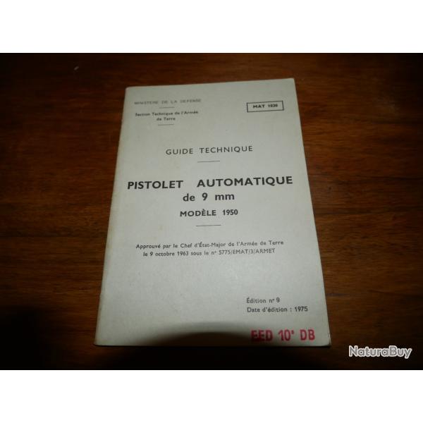 Guide Technique PISTOLET AUTOMATIQUE DE 9MM MODELE 1950 EED 10e DB