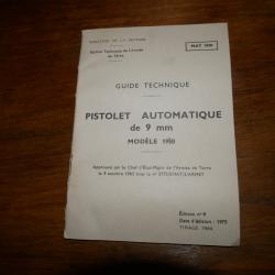 Guide Technique PISTOLET AUTOMATIQUE DE 9MM MODELE 1950