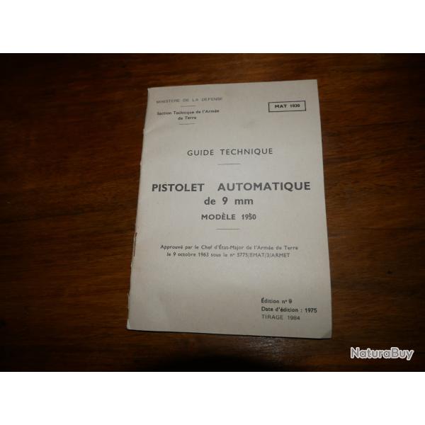 Guide Technique PISTOLET AUTOMATIQUE DE 9MM MODELE 1950