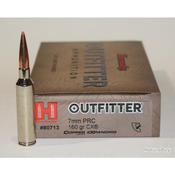 BOITE DE 20 CARTOUCHES HORNADY OUTFITTER, CAL 7mm PRC 160 GR CX, 80713