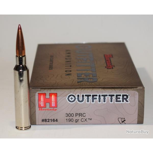 BOITE DE 20 CARTOUCHES HORNADY OUTFITTER, CAL 300 PRC 190 GR CX, 82164