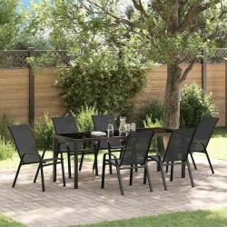 Ensemble de salle &agrave; manger pour jardin 7 pcs Noir