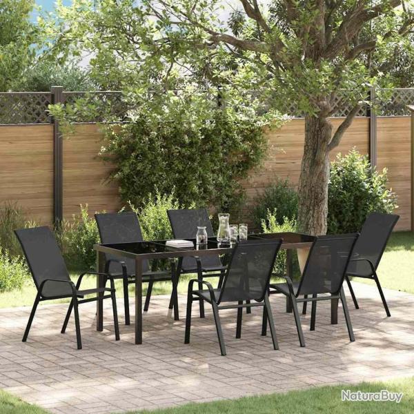 Ensemble de salle � manger pour jardin 7 pcs Noir