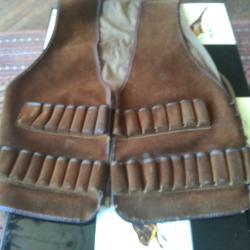 gilet de tir cuir et tissu pour 34 cartouches cal 12