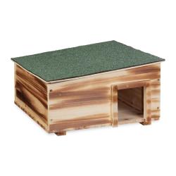 Abri pour h&eacute;risson avec sol et toit amovible 60 x 40 x 30 cm en bois flamm&eacute; marron 13_0013430