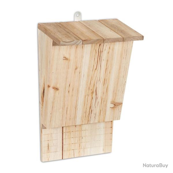 Abri � chauves-souris en bois non trait� 30 x 20 x 15 cm avec planche d'atterrissage style naturel