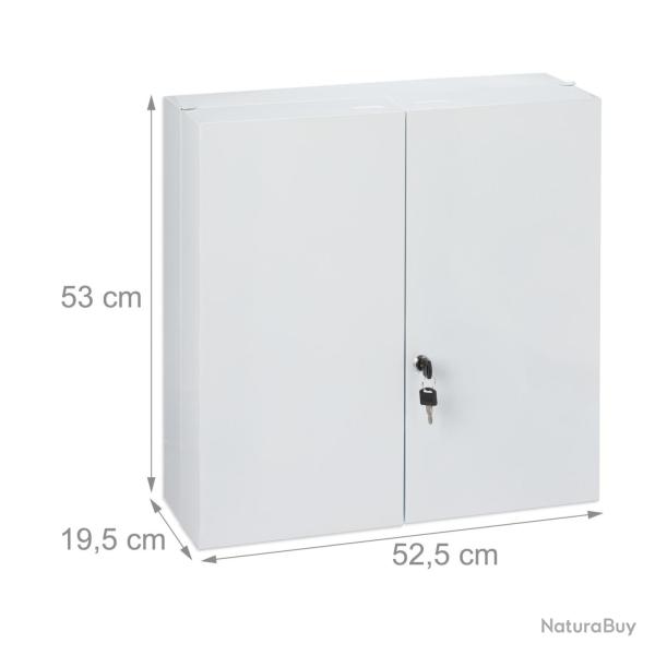 Armoire � pharmacie m�dicale murale s�curis�e avec 11 casiers 90 x 40 x 20 cm en acier blanc 13_000