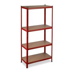 &Eacute;tag&egrave;re de rangement charge lourde 150 x 70 x 30 cm avec 4 niveaux r&eacute;glables en acier rouge 13_0009