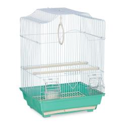 Cage &agrave; oiseaux confortable avec perchoirs et balan&ccedil;oire 49,5 x 35 x 32 cm en acier gris 13_0009840