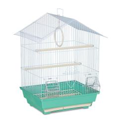 Cage &agrave; oiseaux rectangulaire pratique pour perruches 49 x 39,5 x 32 cm avec mangeoires amovibles en