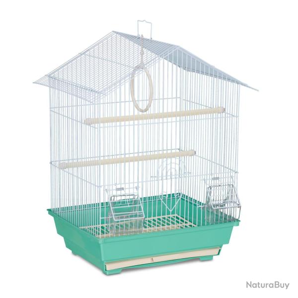 Cage � oiseaux rectangulaire pratique pour perruches 49 x 39,5 x 32 cm avec mangeoires amovibles en