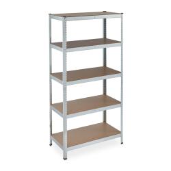 &Eacute;tag&egrave;re &agrave; charge lourde 5 niveaux rangement garage 180 x 90 x 45 cm montage facile en MDF argent&eacute; 1