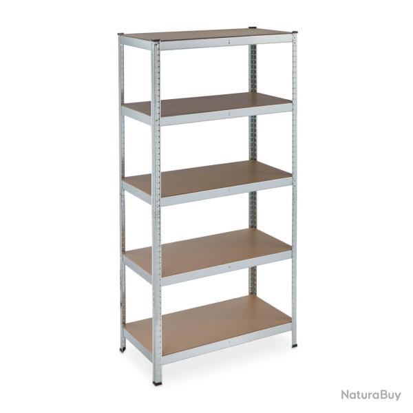 �tag�re � charge lourde 5 niveaux rangement garage 180 x 90 x 45 cm montage facile en MDF argent� 1