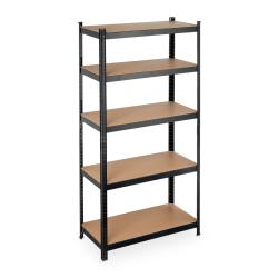 &Eacute;tag&egrave;re &agrave; charge lourde modulable 180 x 90 x 45 cm pour garage atelier rangement en MDF noir 13_001