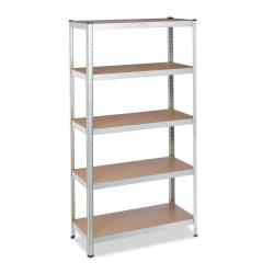 &Eacute;tag&egrave;re de rangement &agrave; charge lourde cave garage 180 x 90 x 40 cm fixation murale en MDF argent&eacute; 13