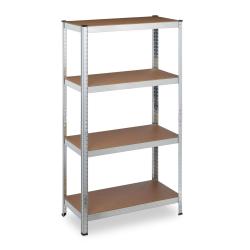 Etag&egrave;re &agrave; charge lourde modulable 157 x 80 x 40 cm pour garage atelier rangement en MDF argent&eacute; 13_