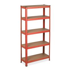 &Eacute;tag&egrave;re &agrave; charge lourde modulable garage cave 151 x 75 x 30 cm montage rapide en MDF rouge 13_00111