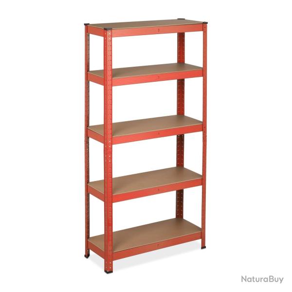 �tag�re � charge lourde modulable garage cave 151 x 75 x 30 cm montage rapide en MDF rouge 13_00111
