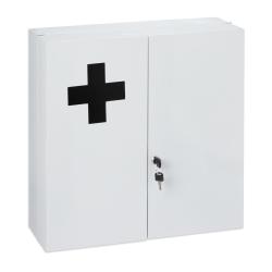 Armoire &agrave; pharmacie murale fonctionnelle 11 compartiments 99 x 30 x 20 cm en acier blanc 13_0011513