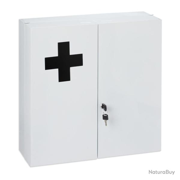 Armoire � pharmacie murale fonctionnelle 11 compartiments 99 x 30 x 20 cm en acier blanc 13_0011513