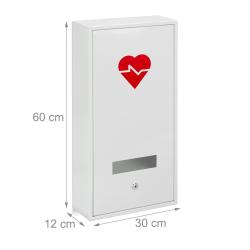 Armoire &agrave; pharmacie murale verrouillable 3 compartiments salle de bain fonctionnelle en acier blanc