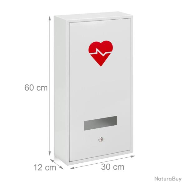 Armoire � pharmacie murale verrouillable 3 compartiments salle de bain fonctionnelle en acier blanc