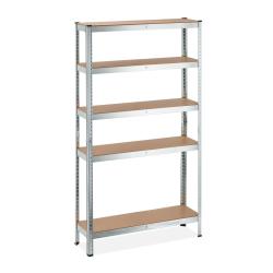&Eacute;tag&egrave;re de stockage &agrave; charge lourde 5 niveaux garage atelier 90 x 60 x 30 cm en m&eacute;tal argent&eacute; 13_00